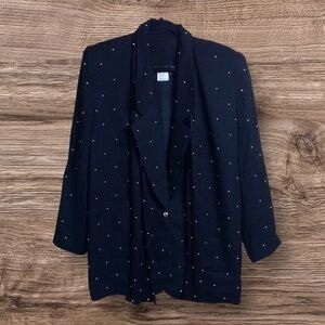 Vintage Tina Hagen oversized black studded Blazer with scarf. Medium.